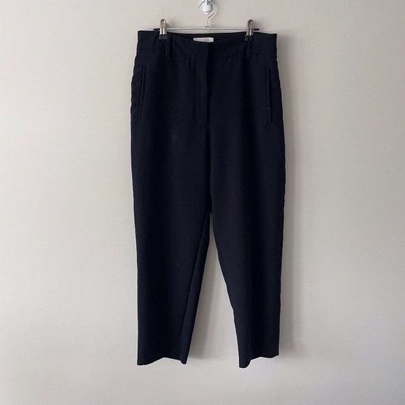 WILFRED Tie Front Straight Leg Pants Black Crepe Womens 12 - Picture 2 of 7